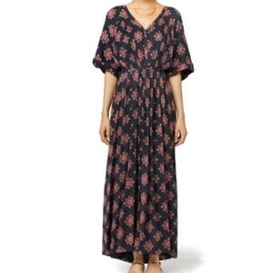 Free people oasis maxi dress boho navy flowy boho flattering
